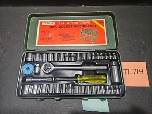 VINTAGE CUMMINS 40 PC SOCKET WRENCH SET W/METAL CASE 1/4" & 3/8" DRIVE (TL714) - Picture 1 of 3
