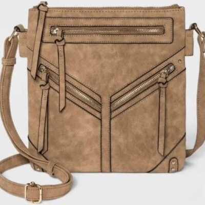 Bolso Bandolera VR NYC Taupe Fax Cuero Nuevo Foto 1 de 4