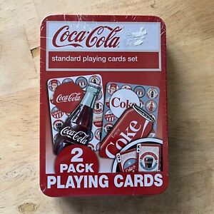 COCA COLA~Standard Playing card set of 2 Decks-custom card designs New Metal Tin