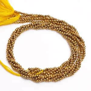 2,5 mm Natural Coated Pyrite Faceted Round Rondelle Beads 33 cm Strand GB-22 - Imagen 1 de 2