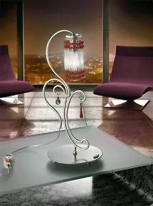 Lampada da comodino lumetto classico con cristallo trasparente argento - Foto 1 di 1