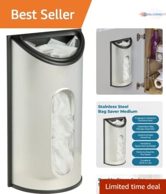 Porta bolsas de acero inoxidable 30 bolsas organizador montado en la pared ahorro de espacio cocina Foto 1 de 4