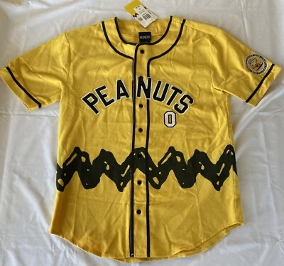 NOVA Camiseta de Beisebol Amarela Peanuts Charlie Brown Tamanho BoxLunch Tamanho XS - Imagem 1 de 4