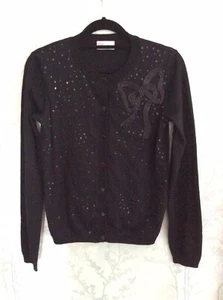 Valentino - Pure Virgin wool Cardigan - Size S - Black - Embroidered sequins - Picture 1 of 9