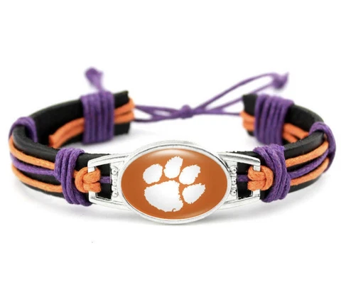 Clemson Bracelet Adjustable Leather Cover