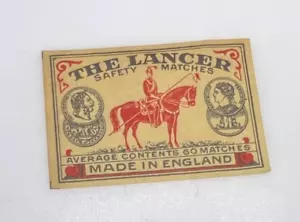 Vintage British Matchbox Label 3 Lancers Safety matches 55 x 35 mm - Picture 1 of 1