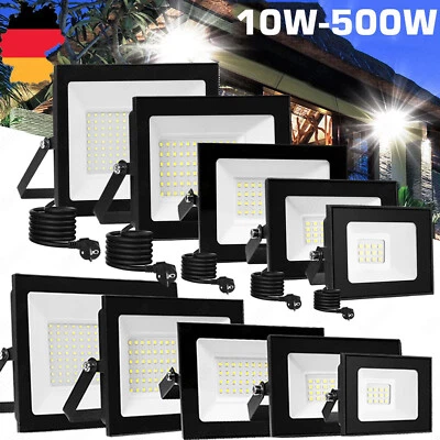 LED Fluter Außen Strahler 10W 20W 30W 50W 100W 200W 300W 500W 230V Scheinwerfer - Bild 1 von 4