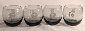 Vintage NFL set of 4 whiskey glasses 49ers raiders rams chargers roly poly grey - Picture 1 of 18