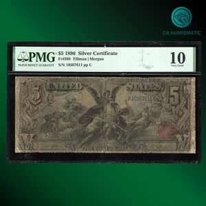 CA Fr.268 1896 $5 Five Dollar Silver Certificate EDUCATIONAL NOTE, PMG 10, 67611 - Picture 1 of 2