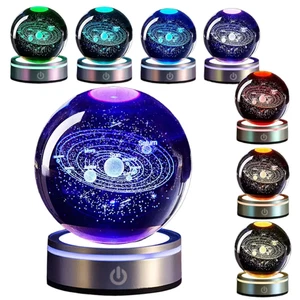 Planet 3D Kristallkugel Gravur Solar System LED Lichter Weihnachtsgeschenk - Bild 1 von 13