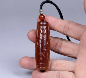 Amuleto de 9 cuentas de ágata nepalí tibetana del Himalaya dinastía Qing tardía - Imagen 1 de 13