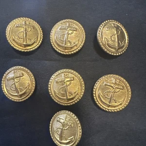 (7) Ralph Lauren Gold Metal Logo Anchor Nautical Replacement Buttons 23mm 7/8” - Picture 1 of 4