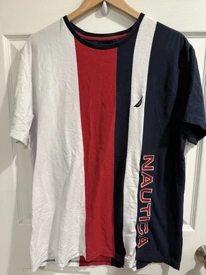 Camiseta Nautica Roja Blanca Azul Cuello Redondo Talla XL Foto 1 de 4