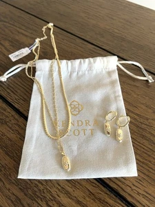 Kendra Scott Rue Multi Strang Halskette in Gold mit Ohrhänger Creolen Neu - Bild 1 von 10