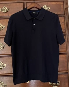 Theory maglione polo donna colletto manica corta SS con bottoni blu navy GRANDE L - Foto 1 di 7