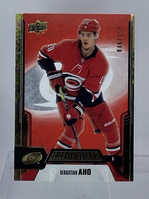 2019-20 UD Credentials Sebastian Aho Red /199 #16 Carolina Hurricanes - Image 1 of 4