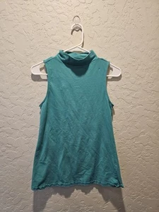 Torrid 00 Sleeveless Mock Neck Top Green Teal Stretch Minimalist Casual Layering - Picture 1 of 3