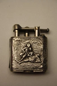 Antikes Benzin Feuerzeug mit Winkarm und 830er Silber Mantel um 1920 - Bild 1 von 9