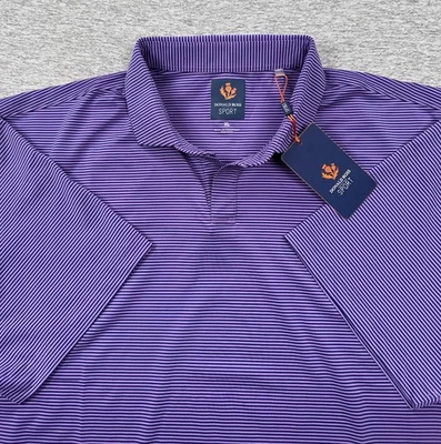 Camisa Polo Deportiva Donald Ross Para Hombre Talla XL Púrpura Rayas Gavin Performance Golf Foto 1 de 4