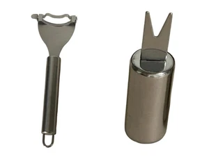 Stainless Steel Double-Pronged Heavy Duty Appetizer, Corn Holders & Peeler Set - Picture 1 of 5