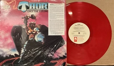 Thor - Only The Strong LP 1985 Enigma – 72044 1 [Red Vinyl] VG+ [Shrink w/ Hype] - Image 1 of 4