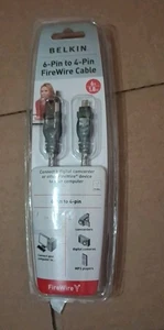 Genuine Belkin (P47485) 6-Pin to 4-Pin Black FireWire 6 Ft 1.8m Cable  - Picture 1 of 5
