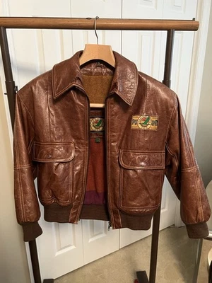 Vintage OBR Men’s Leather Bomber Jacket Size S Small - EUC Circa 1970s-80s - Image 1 of 4