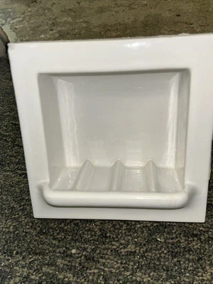 Vintage 1927 Subway Ceramic In Wall Mount Bathroom Soap Shower Holder USA Biltin - Image 1 of 4