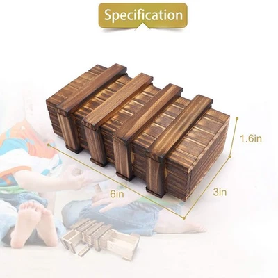 Wooden Puzzle Box Secret Compartment Brain Teaser Box Decompression Toy For - Bild 1 von 4