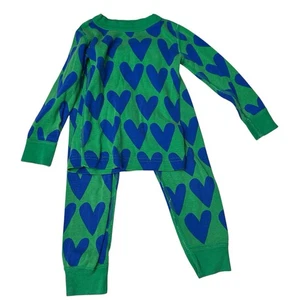 Hanna Andersson Long Johns Pajamas Set Size 3T Hearts Long Sleeve - Picture 1 of 3