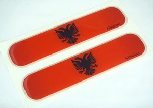 Albania, Albanian Flag Domed Decal Emblem Car Flexible Sticker 5" Set of 2 - Imagen 1 de 2