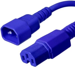 PAQUETE DE 20 8 ft IEC C14 - C15 cable de alimentación azul 14AWG 15A/1875W 100-250V 2,4M - Imagen 1 de 1
