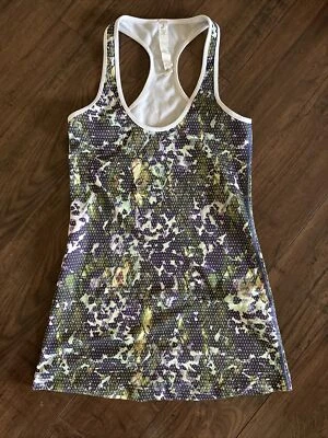Lululemon Womens Yoga Tunic Tank Top Purple Green White Size 4 - Image 1 of 4