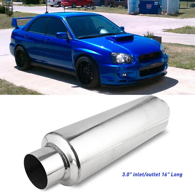 For Subaru Impreza WRX STI 3" Inlet/Outlet Exhaust Resonator Muffler 16" Long - Image 1 of 4