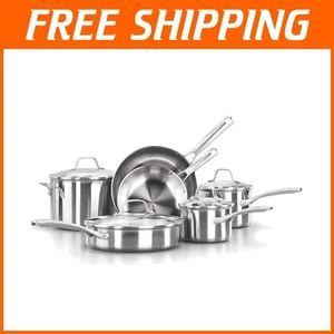 Set di pentole classiche in acciaio inox 10 pezzi - lavabili in lavastoviglie e versatili - Foto 1 di 8