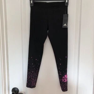 Adidas Girls Leggings S 7/8 Black YG Cozy Tight Aeroready Regular Fit NWT - Picture 1 of 8