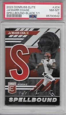 2023 Elite JA'MARR CHASE Spellbound Black 1/1 PSA 8 Cincinnati Bengals #JC4 - Image 1 of 2