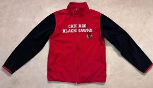 Chicago Blackhawks NHL Hockey ✅ Reebok Fleece Embroidered Full Zip Jacket Sz M