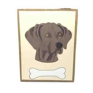 WEIMARANER Dog Sign Wood Wall Hanging Plaque Puppy Bone Home Decor 8x6” NEW - Picture 1 of 6