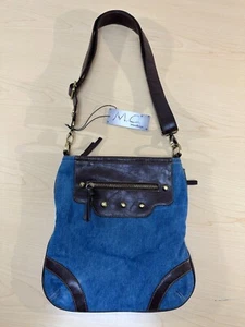 Women's Denim M.C. Handbags Crossbody Bag Small Jean Purse Brown Leather Accents - Picture 1 of 19