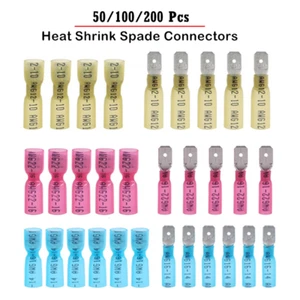 Electrical Heat Shrink Male & Female Spade Wire Connectors Terminals Set - Picture 1 of 14