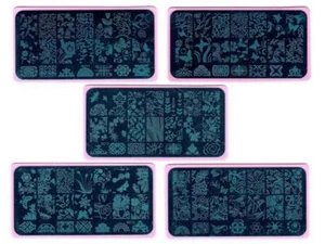 Nail art diversi disegni targhette immagine con supporto rosa da BC11 a BC15 - Foto 1 di 16