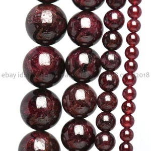 Natural Red Garnet Loose Beads 3/4/6/7/8mm Round Gems Beads For Jewelry Making - Picture 1 of 13
