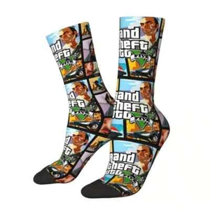Mens GTA-5 Grand Theft Auto 3D Printed Cartoon Character Novelty Socks UK 6-11 - Picture 1 of 4