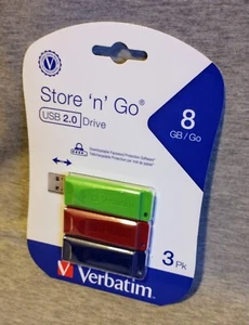 Verbatim 3pk. Store 'n' Go 8GB USB 2.0 Drive (NEW) - Picture 1 of 2