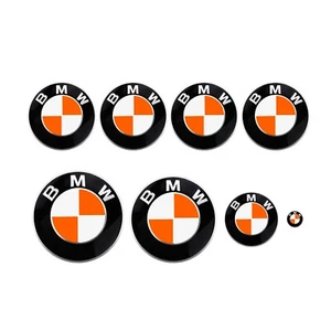 MATTE White & Orange BMW Badge Roundel Wrap Overlay 1 2 3 5 6 7 X M Z E F Series - Picture 1 of 4