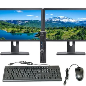 Dell Desktop i5 Mini Pc Computer 16GB 240GB SSD Dual 22in LCD Windows 10 Pro - Picture 1 of 5