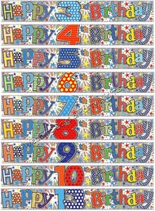 9ft Boys Sparkly Happy Birthday Foil Banner Party Wall Door Decorations Blue Red