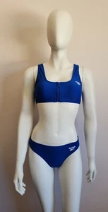 Reebok Ladies Vector Blue 2 Piece Zip Up Bikini Swimsuit Set Size M / 12 New - Picture 1 of 6