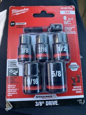 Milwaukee Shockwave Impact Duty 3/8'' Drive Sae Standard Socket Set 6Pc - Image 1 of 2
